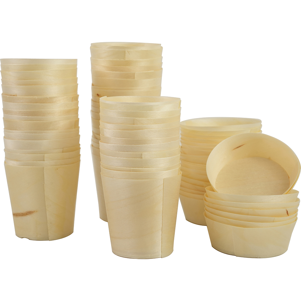 Compostable Wooden Food Serving Cups 130ml 50 Pack image