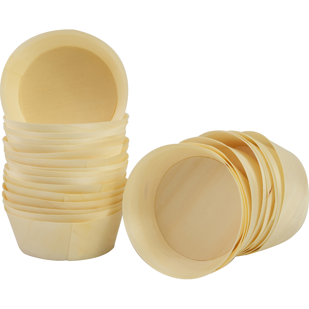 Compostable Wooden Food Serving Cups 130ml 50 Pack image