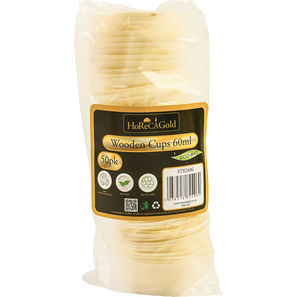 Compostable Wooden Food Serving Cups 83ml 50 Pack