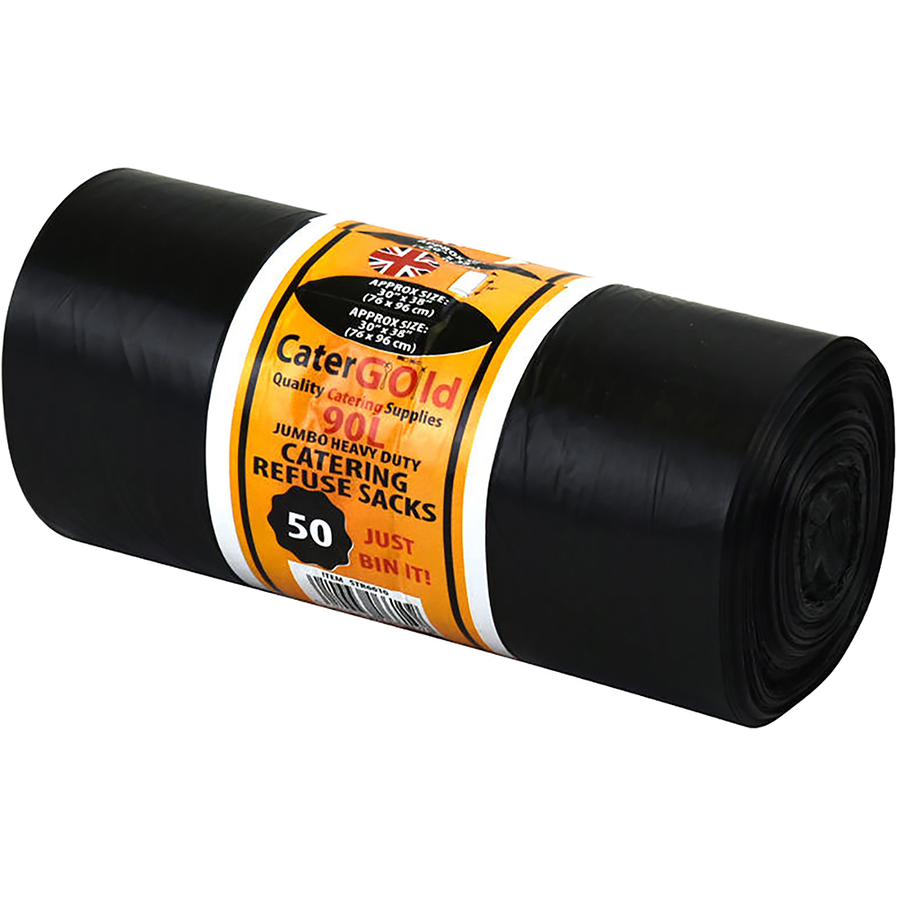 Extra Heavy Duty Black Bin Bags (Flat Pack) 90L 200 Pack