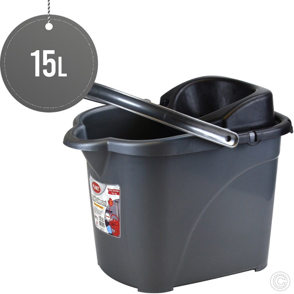 Luxury Mop Bucket 15L With Wheels Silver